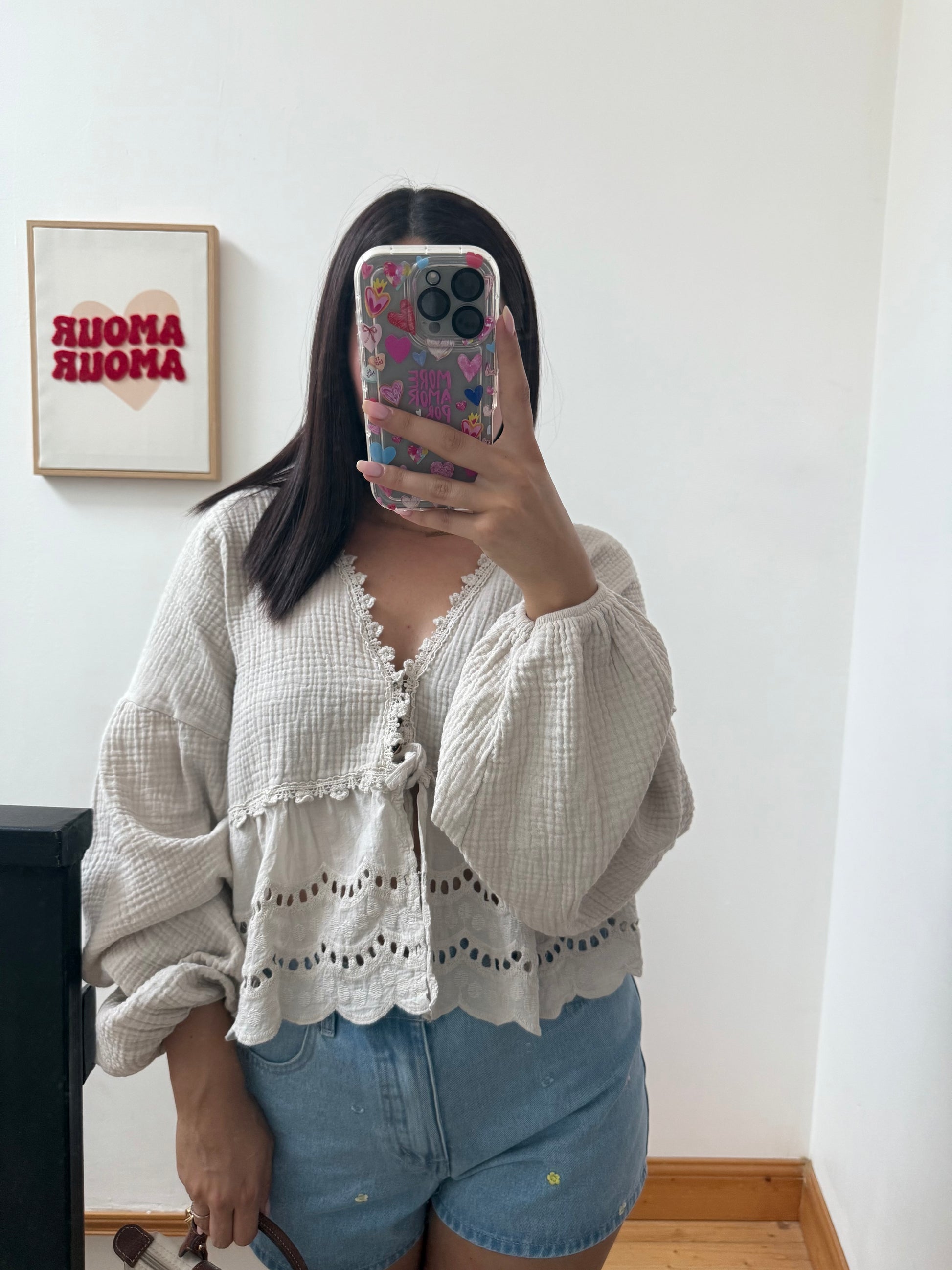 Chemisier en gaze de coton – Beige 🤍