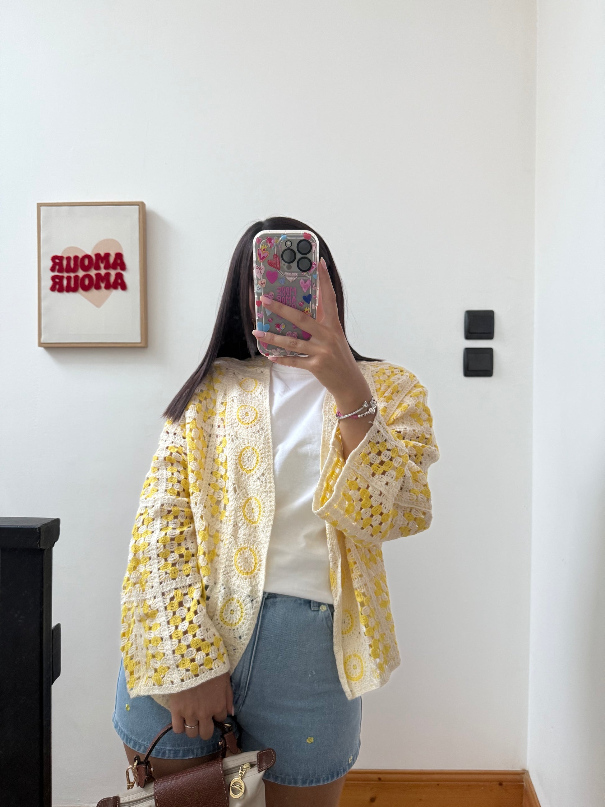 Gilet crochet pastel – Jaune- bleu 💛🩵